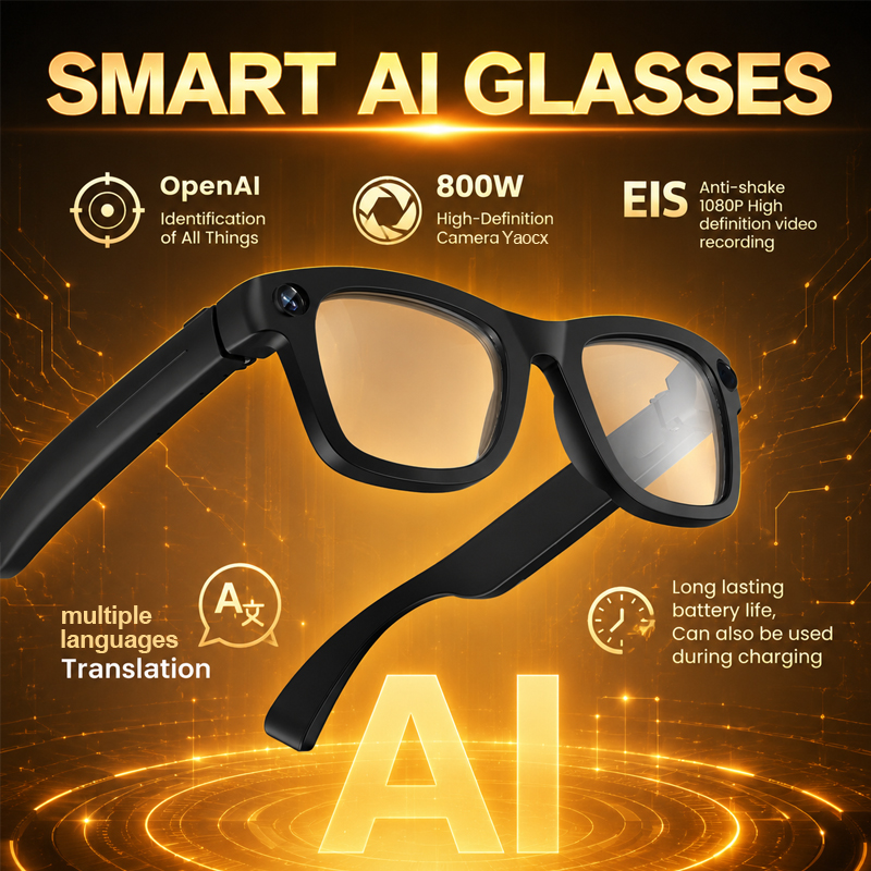 Audio Music Recognition - New 800W Camera Smart Glasses Anti-shake