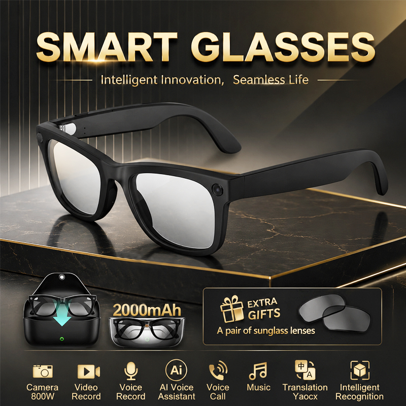 Audio Music Recognition - Smart Glasses 800W HD Camera Al