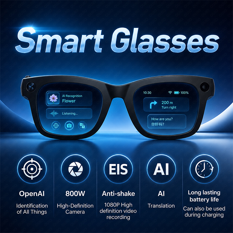 Smart Glasses 800W HD Camera A - đánh giá và giá Audio Music Recognition