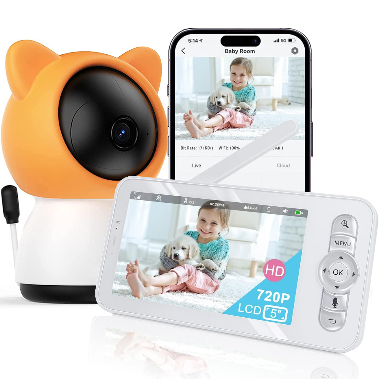 2K/3MP 5-inch Wireless Baby Mo - đánh giá và giá Audio Music Track