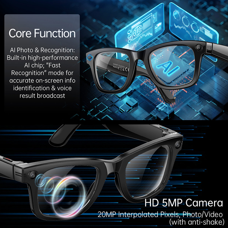 New Upgrade Smart Glasses 5MP  - đánh giá và giá Audio Music Recognition