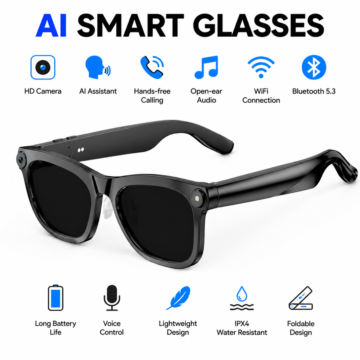 AI Smart Glasses with Camera,  - đánh giá và giá Audio Music Recognition
