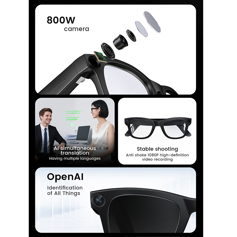 New AI Smart Glasses 800W Came - đánh giá và giá Audio Music Recognition