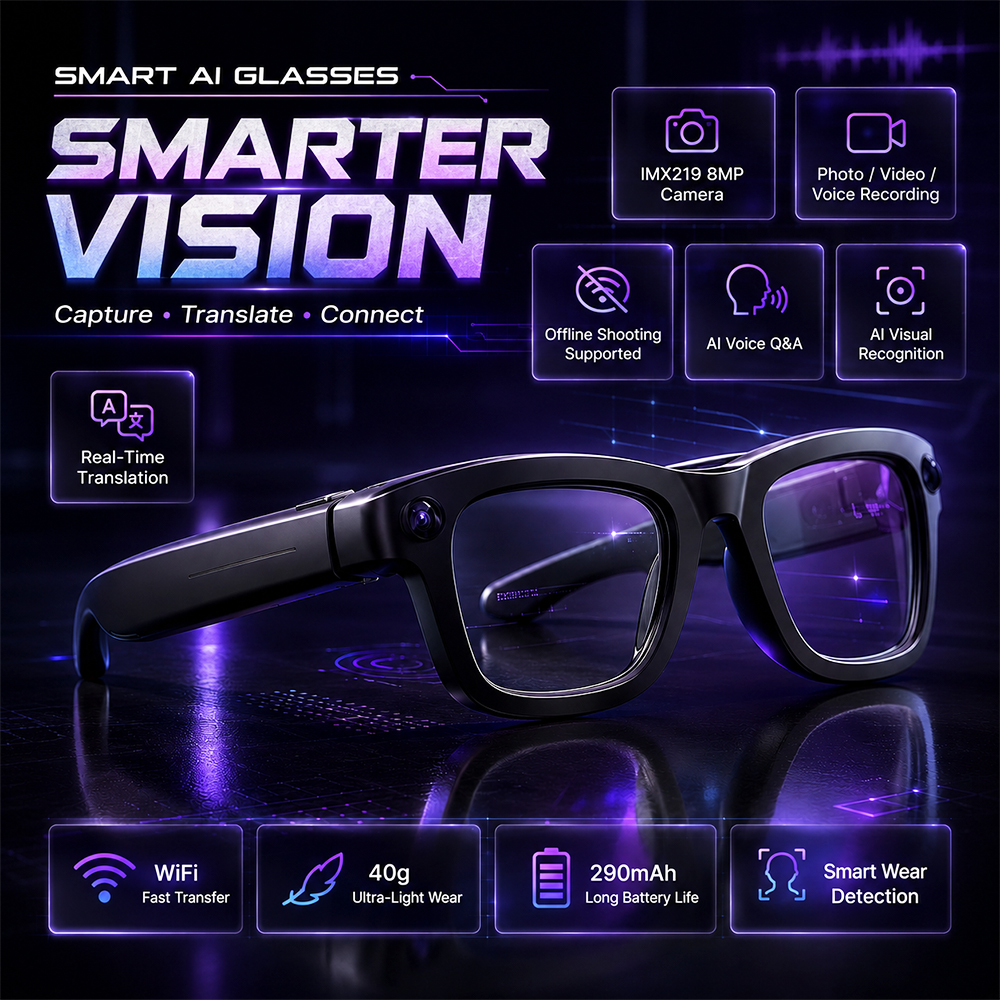 AI Smart Glasses 800W Camera A - đánh giá và giá Audio Music Recognition