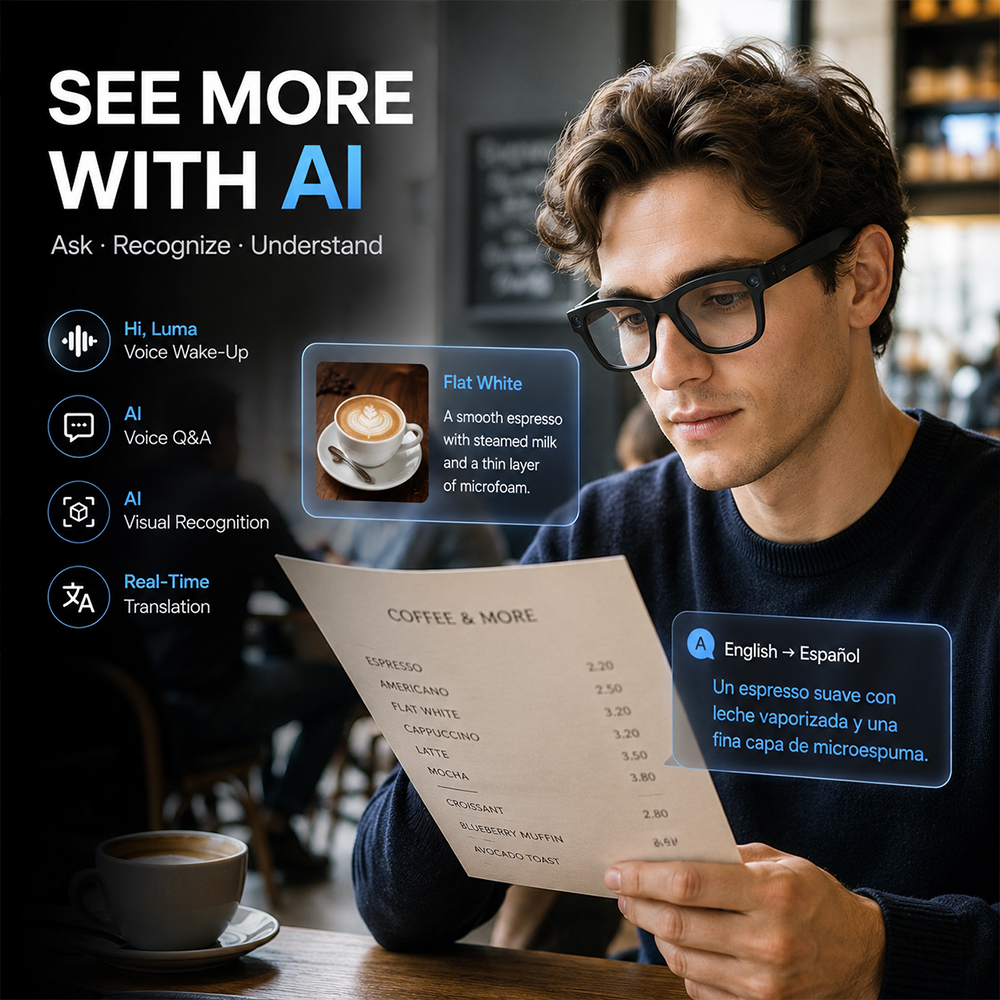 AI Smart Glasses 800W Camera A - đánh giá và giá Audio Music Recognition