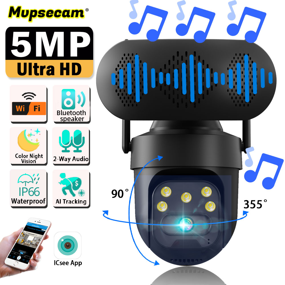 ICSEE 5MP WiFi PTZ IP Camera w - đánh giá và giá Audiovision Music Player